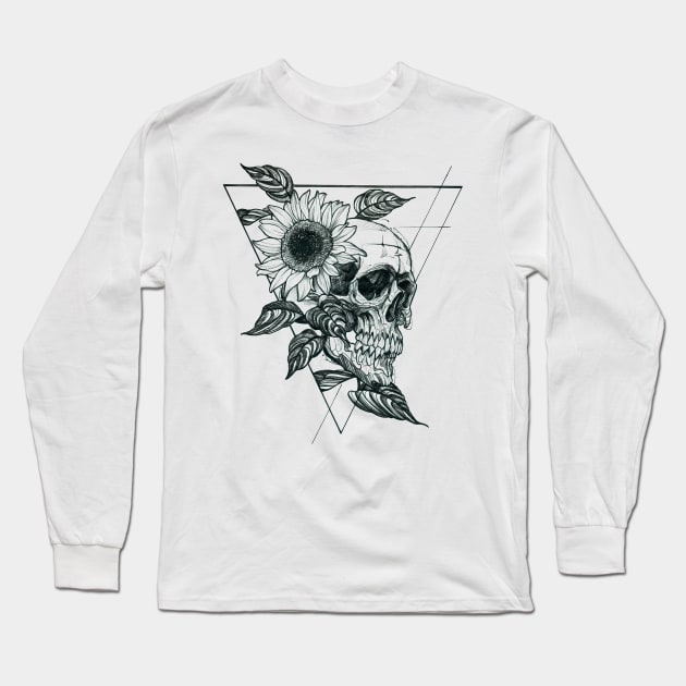 Sunflower Skull Long Sleeve T-Shirt by LecoLA